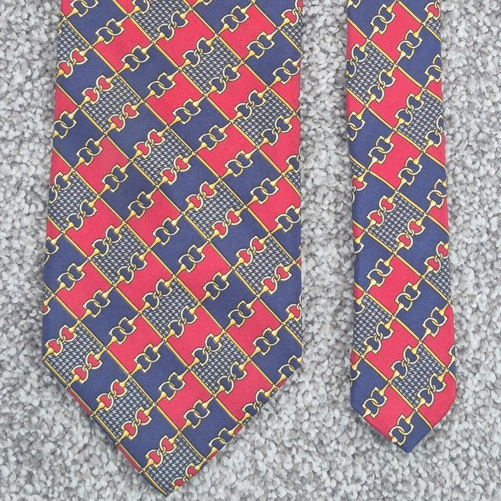 VTG Paolo Designed by Paolo Gucci Neck Tie 100% Silk Equestrian Horse Bit Italy